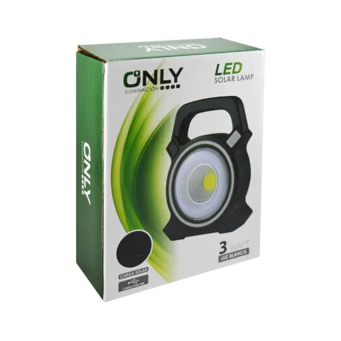 LINTERNA LED -ONLY- CON PANEL SOLAR USB 3W FRIA
