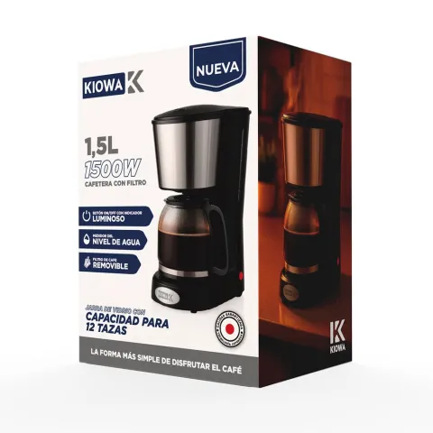 CAFETERA FILTRO 1500W 1.5L MODK-0058 - KIOWA - NEGRO