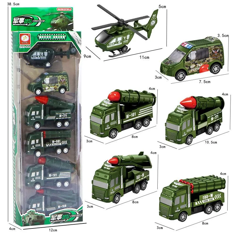 BLISTER x6 AUTOS JUGUETE MODZ-504 - ZUMO - VERDE MILITAR