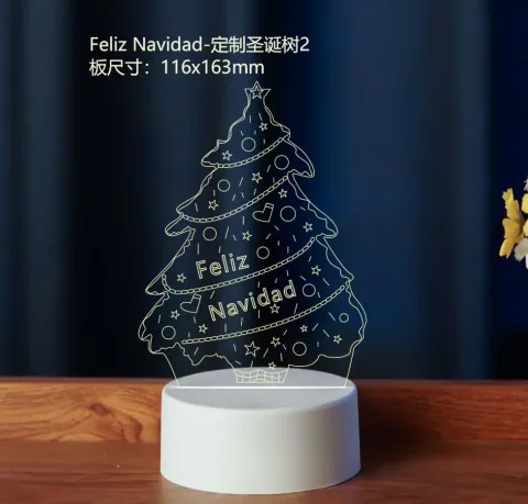 LAMPARA DE ACRILICO ARBOL DE NAVIDAD-MERRY CHRISTMAS MODV-001B - VARIOS - BLANCO