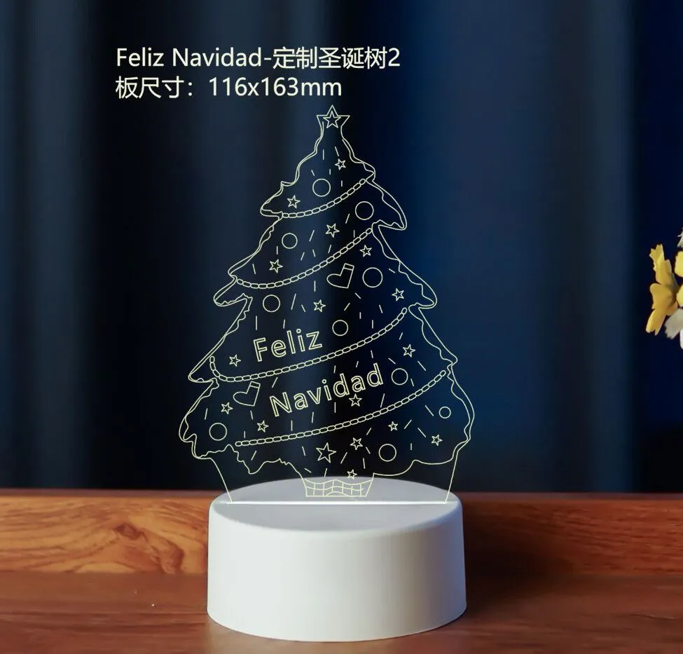 LAMPARA DE ACRILICO ARBOL DE NAVIDAD-MERRY CHRISTMAS MODV-001B - VARIOS - BLANCO