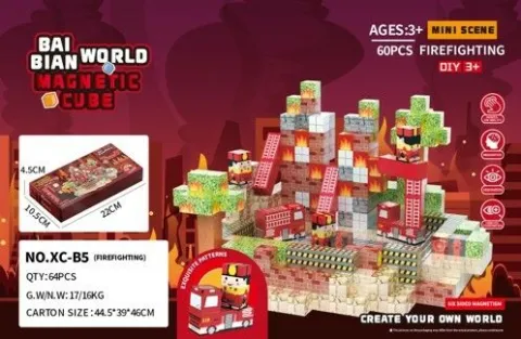 ENCASTRABLE CUBO MAGNETICO 60 PIEZAS-FIREFIGHTING JDMZ-121 - ZUMO - ROJO