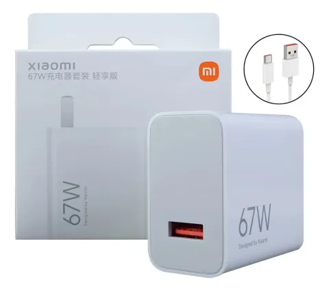 Cargador Xiaomi 67w Carga Rapida Cable Tipo C Color Blanco