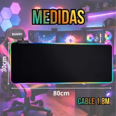 PAD GAMER NEGRO CON LUZ RGB (30 X 80)