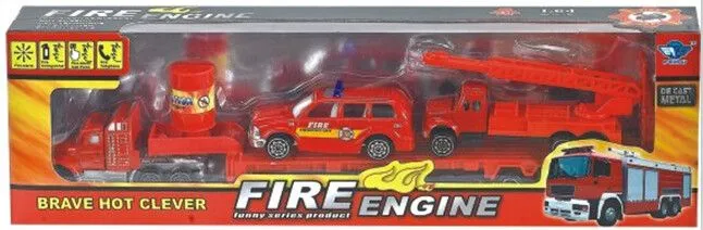 SET DE AUTOS DE BOMBEROS A TRACCION DE ALUMINIO ESCALA 1:87 ATRZ-008 - ZUMO - ROJO