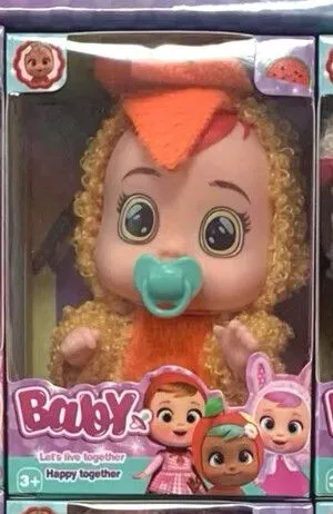 MINI BEBE LLORÓN CON DISFRAZ DE 11.25 CM MARZ-014 - ZUMO - NARANJA